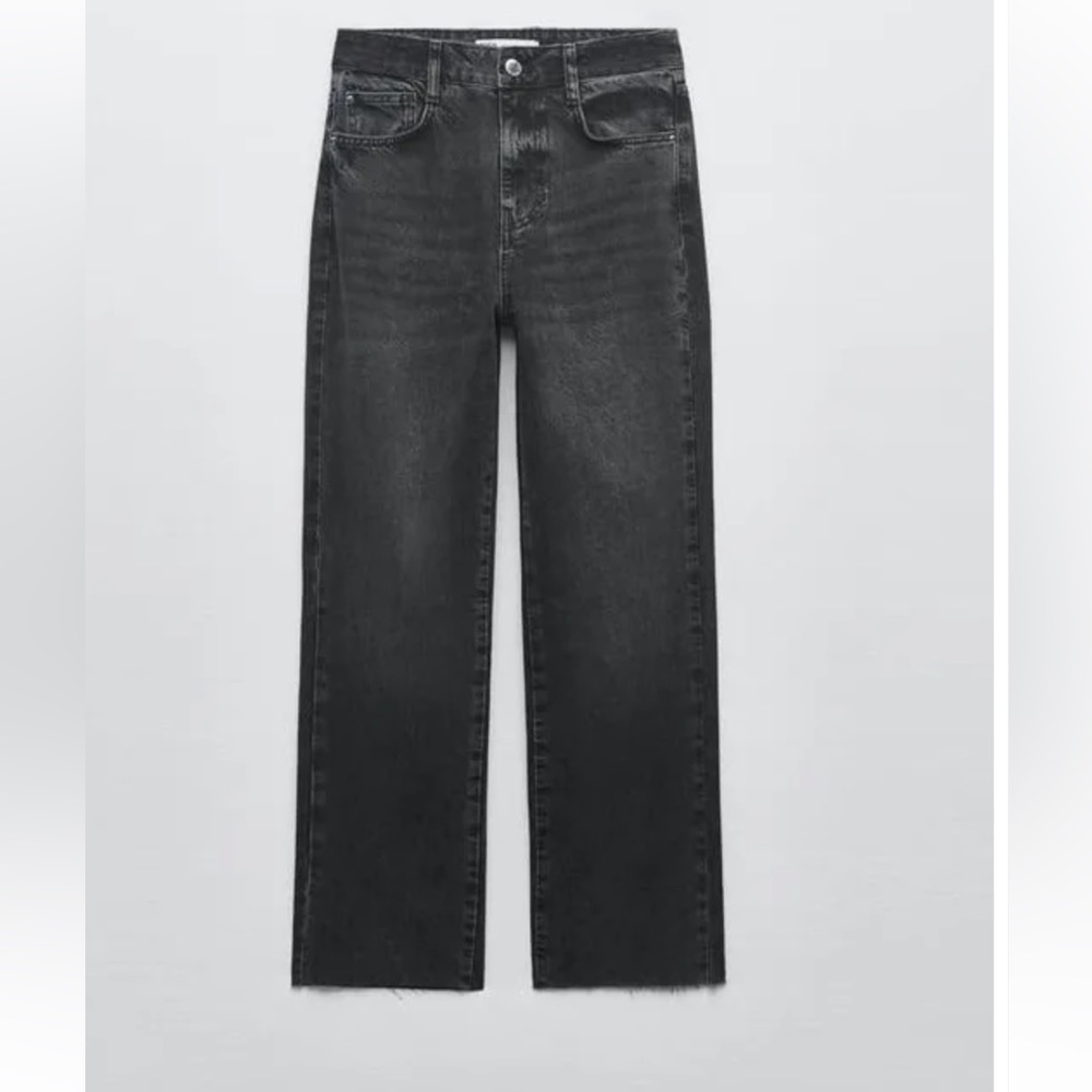 Women’s ZARA black denim high rise ankle jeans